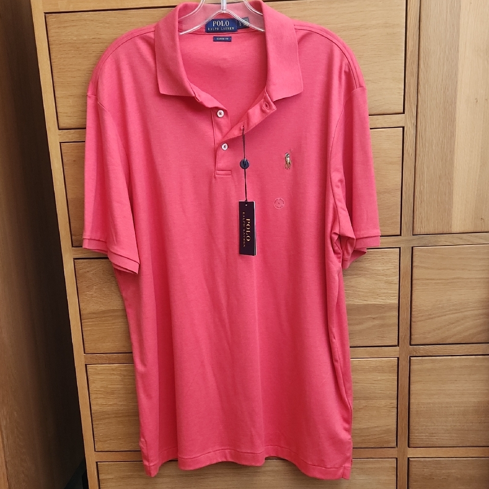 Polo by Ralph Lauren Coral Pink Short-Sleeve Polo Embroidered Polo Pony Logo